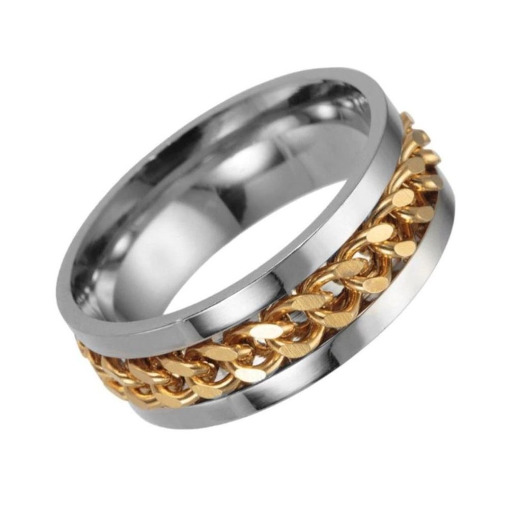Stainless Steel with Chain Links 8mm Ring Unisex - Picture 2 of 2